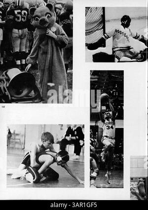 Sagamore '66, das Jahrbuch der Roosevelt High School für 1966, beschreibt das akademische Jahr 1965-1966 mit Schwerpunkt auf Schüleraktivitäten, Leichtathletik, Dozenten und afroamerikanischer Geschichte in der Schulgemeinschaft. Stockfoto