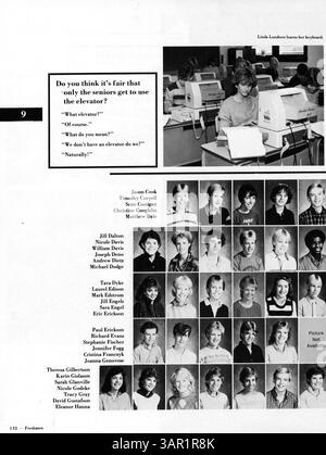 Das Jahrbuch „85 Antler“ der Minnehaha Academy enthält Dokumentation des Schuljahres 1984-1985 mit Schülern, Lehrern, Leichtathletik und Vereinen. Die Seiten 161 und 162 fehlen in dieser Ausgabe. Stockfoto