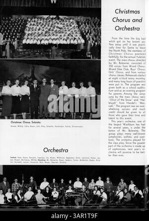 Diese Ausgabe 1951 des Washburn High School Jahrbuchs mit dem Titel „1951 Wahian“ bietet einen umfassenden Überblick über das Schuljahr und zeigt die Schüler, Lehrer, Vereine, Sportveranstaltungen, und wichtige Meilensteine des akademischen Jahres 1950-1951. Stockfoto
