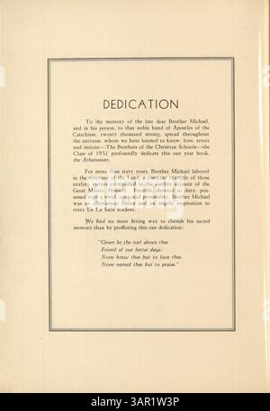 Die Ausgabe 1931 des de La Salle Jahrbuchs „Athanasian“ zeigt Schüler, Lehrer, Clubs, leichtathletik und Highlights aus dem Schuljahr 1930-1931. Stockfoto