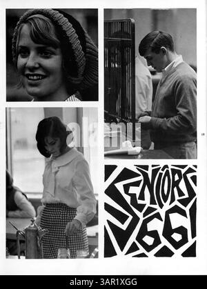 Das Sagamore '66 Yearbook der Roosevelt High School bietet einen Einblick in das akademische Jahr 1965-1966 und bietet Aktivitäten für Schüler, Lehrkräfte, Leichtathletik und eine Erforschung der afroamerikanischen Geschichte innerhalb der Schulgemeinschaft. Stockfoto