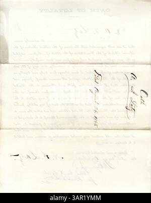 A.J. Latz schwört während des Bürgerkriegs einen Treueid an die Regierung der Vereinigten Staaten und Missouri. Stockfoto