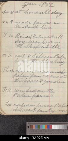 Einträge aus diesem Tagebuch vom 1. August 1880 bis 4. Januar 1884 dokumentieren persönliche Aktivitäten, finanzielle Geschäfte und gelegentlich reflektierende Gedanken und geben einen Einblick in das Leben des Autors in den späten 1800er Jahren Stockfoto