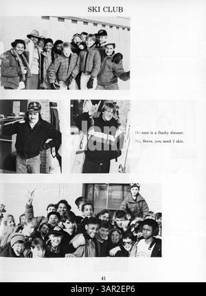 Im Anwatin Junior High Yearbook 1988 werden die wichtigsten Veranstaltungen des Schuljahres vorgestellt, darunter Schüler, Lehrer, Sport und Schulvereine, ab dem akademischen Jahr 1987-1988 an der Anwatin Junior High School. Stockfoto