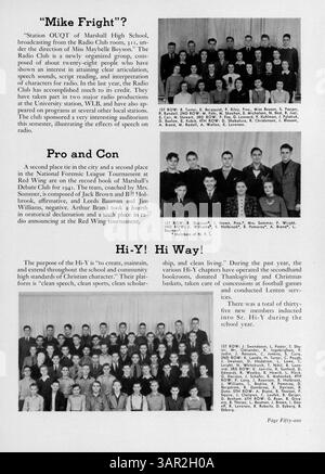 In dieser Ausgabe des Jahrbuchs „Cardinal“ von 1941 werden Studenten, Dozenten, Sportprogramme, Vereine und bedeutende Schulveranstaltungen aus dem Jahr 1940-1941 vorgestellt. Stockfoto