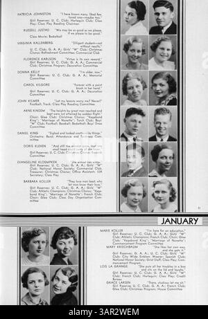 Die Ausgabe 1935 des Washburn High School Jahrbuchs, Wahian, bietet einen detaillierten Einblick in die Schülerschaft, Schulclubs, Sportveranstaltungen und Lehrtätigkeiten während des akademischen Jahres 1934-1935 und bietet eine visuelle Geschichte der Schule. Stockfoto