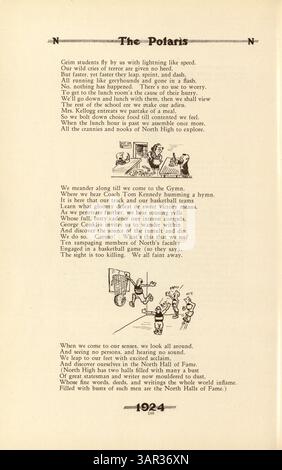 Das Jahrbuch der North High School 1924, „Polaris“, dokumentiert die Schüler, Lehrer, Vereine, Leichtathletik und Veranstaltungen aus dem Schuljahr 1923-1924 und beleuchtet die afroamerikanische Geschichte. Stockfoto