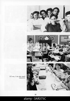 Das Anwatin Jr. High 1988 Jahrbuch bietet einen detaillierten Überblick über die Schüler, Lehrkräfte und Veranstaltungen, die das Schuljahr 1987-1988 definiert haben, und zeigt die Aktivitäten und Erfolge der Schule. Stockfoto