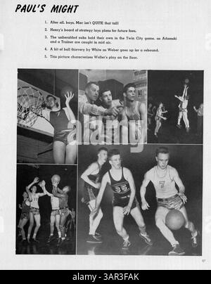 Das Jahrbuch „Redner“ 1945 der Patrick Henry High School zeigt Schüler, Lehrer, Leichtathletik, Clubs und Veranstaltungen aus dem Schuljahr 1944-1945. Stockfoto