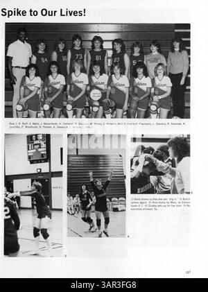 Dieses Edison High School Jahrbuch von 1983 bietet eine umfassende Aufzeichnung von Schülern, Lehrern, Vereinen, Leichtathletik und wichtigen Ereignissen, die das akademische Jahr 1982-1983 kennzeichneten. Stockfoto