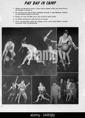 Dieses Jahrbuch „Redner“ von 1945 an der Patrick Henry High School fasst die Höhepunkte des Schuljahres 1944-1945 zusammen und zeigt Schüler, Lehrer, Leichtathletik und Schulveranstaltungen. Stockfoto