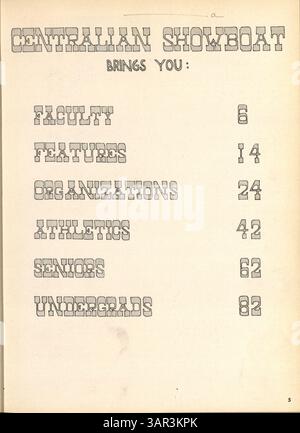 Das Jahrbuch „Centralian“ 1953 der Central High School erfasst die Höhepunkte des Schuljahres 1952-1953 und dokumentiert das Leben der Schüler, akademische Veranstaltungen, Vereine, Sport, und der dauerhafte Einfluss der afroamerikanischen Kultur in der Schulgemeinschaft. Stockfoto