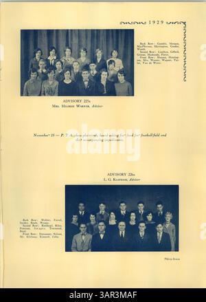 Das „Hesperian“ Jahrbuch der West High School dokumentiert die Schüler, Lehrer, Vereine, Leichtathletik und Veranstaltungen des akademischen Jahres 1928-1929. Stockfoto