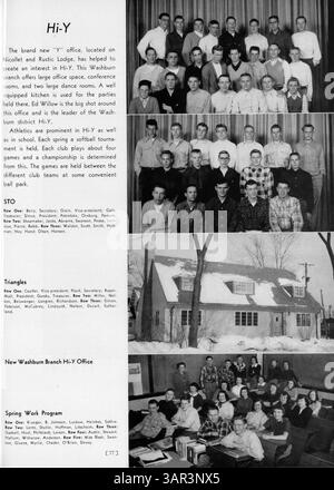 Dieses Washburn High School Jahrbuch 1951 mit dem Titel „1951 Wahian“ dokumentiert die Schüler, Lehrkräfte, Vereine und Sportteams des Schuljahres 1950-1951 und hebt wichtige Ereignisse und den Schulgeist in dieser Zeit hervor. Stockfoto