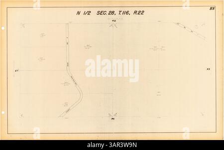 Dieser atlas von Eden Prairie, Minnesota, enthält eine vollständige Reihe von Karten, die den Besitz von Eigentum, Abschnittslinien, Eisenbahnstrecken und eine Indexkarte beschreiben, die eine gründliche historische und geografische Darstellung der Entwicklung des Dorfes bietet. Stockfoto