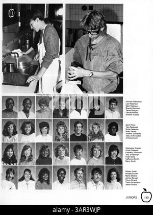 Das Washburn Yearbook 1988 mit dem Titel „Wahian 1988“ dokumentiert die Schüler, Lehrer, Vereine, Leichtathletik und Veranstaltungen aus dem Schuljahr 1987-1988 an der Washburn High School. Stockfoto