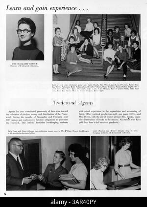 In diesem 1962 erschienenen „Tradewind“-Jahrbuch einer Berufsschule werden die Schüler, Lehrer, Vereine, Leichtathletik und Veranstaltungen des Schuljahres 1961-1962 mit Schwerpunkt auf der Geschichte der afroamerikanischen Bevölkerung aufgezeichnet. Stockfoto