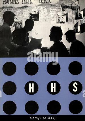 Das Jahrbuch „Warrior“ 1960 der Hopkins High School zeigt Schüler, Lehrer, Leichtathletik, Clubs und Veranstaltungen aus dem Schuljahr 1959-1960. Stockfoto
