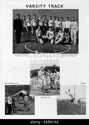 Das Breck Jahrbuch 1959, Mustang 1959, dokumentiert die wichtigsten Ereignisse der Schule, einschließlich akademischer, sportlicher und außerschulischer Höhepunkte, aus dem Schuljahr 1958-1959. Stockfoto