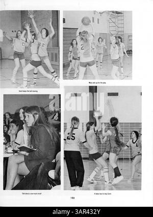Das Breck Yearbook 1973, „Mustang“, dokumentiert die wichtigsten Ereignisse, Schülerleistungen, Vereine und Sportarten der Schule im Schuljahr 1972-1973. Stockfoto