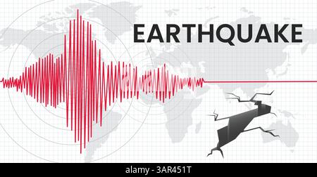 Erdbebengefährdete Vibrationen, Clipart-Design. Seismograph Frequenzwellendiagramm Clip Art für Erd Beben Verwerfung Linie Katastrophendetektor Banner Vektor Stock Vektor