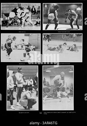 Das Mustang Jahrbuch 1973 dokumentiert die Aktivitäten und Höhepunkte der Breck School mit Schülern, Lehrkräften, Vereinen und Sportarten aus dem akademischen Jahr 1972-1973. Stockfoto
