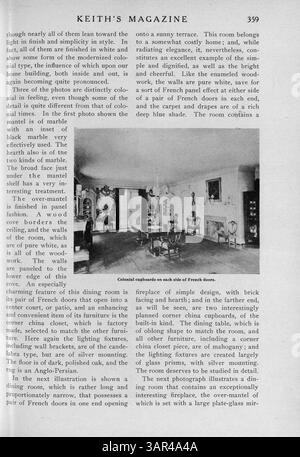 Keith's Home-Builder, eine Zeitschrift aus dem Jahr 1918, veröffentlicht von Max L. Keith, bietet Artikel und Grundrisse zu Wohnentwürfen und enthält detaillierte Beschreibungen der Baukosten sowie Werbung für Wohnmöbel und -Materialien. Stockfoto