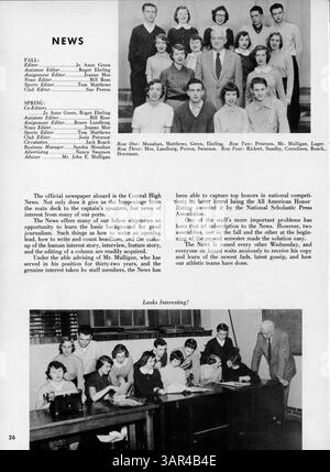 Das Centralian Jahrbuch 1953 der Central High School erfasst die Schüler, Dozenten, Vereine, Leichtathletik und die wichtigsten Ereignisse des Schuljahres 1952-1953. Es beinhaltet einen Schwerpunkt auf afroamerikanischer Geschichte und Beiträge während dieser Zeit. Stockfoto