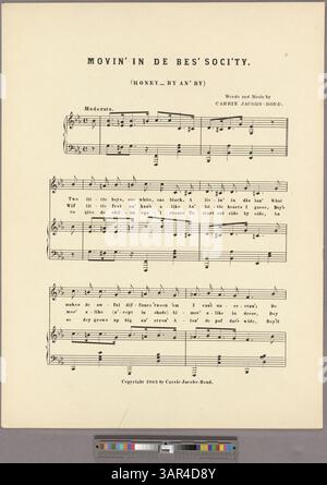 Dieses Stück mit dem Titel „A Colour Consolation“ enthält Texte in einer übertriebenen Imitation des afroamerikanischen Dialekts. Es enthält eine Reihe von C4-Eb5 und eine Werbung für andere Lieder des Komponisten. Der Titel bezieht sich auf „Movin“ in de bes' soci'ty' und „Honig – by an“ by. Stockfoto