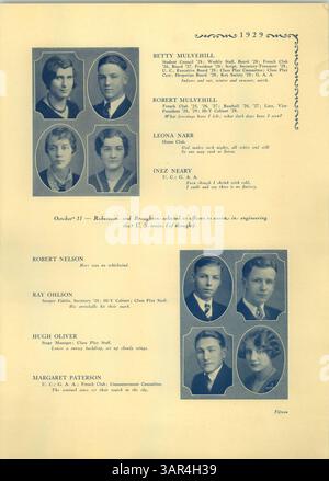Die Ausgabe des Jahrbuchs der West High School vom 1929. Januar, Hesperian, erfasst die Schüler, die Lehrkräfte, die Leichtathletik, und wichtige Ereignisse aus dem akademischen Jahr 1928-1929. Stockfoto