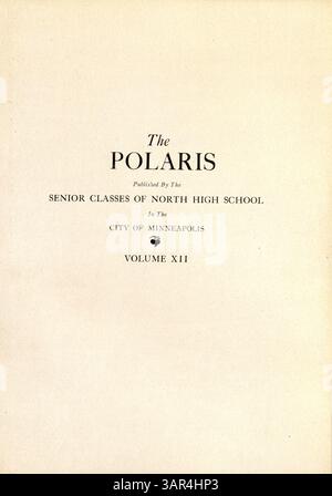 In diesem Jahrbuch der North High School im Jahr 1921 werden Schülerleben, Vereine, Leichtathletik und akademische Leistungen während des Schuljahres 1920-1921 vorgestellt. Stockfoto