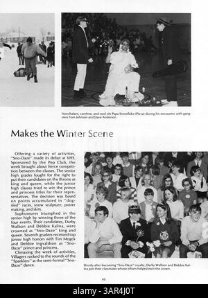Das Jahrbuch Villager 1969 der St. Anthony Village High School dokumentiert die Schüler, Lehrer, Vereine, Leichtathletik und Veranstaltungen des Schuljahres 1968-1969. Stockfoto