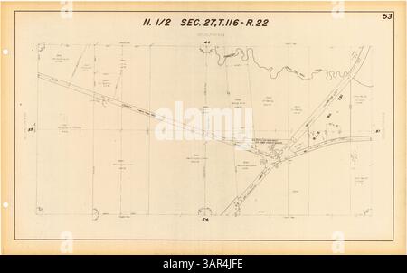 Der atlas von Eden Prairie, Minnesota, enthält einen vollständigen Kartensatz, der Grundstückseigentum, Streckenlinien, Eisenbahnstrecken und eine Indexkarte, die einen detaillierten historischen und geografischen Überblick über das Gebiet bietet. Stockfoto