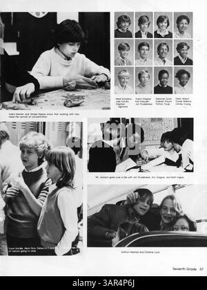 Das Breck Yearbook 1983-1984, Breck Mustang, beschreibt die Schülerschaft, Lehrkörper, Sportveranstaltungen, Schulvereine und außerschulische Aktivitäten an der Breck School während des akademischen Jahres 1983-1984. Stockfoto