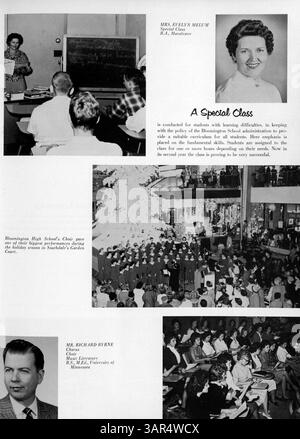 Das Jahrbuch 1961 Bear 61 der Bloomington High School dokumentiert die Schüler, Lehrkräfte, Sport, Vereine und bedeutende Ereignisse des akademischen Jahres 1960-1961. Stockfoto