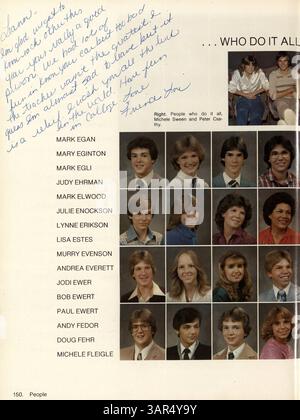 Das Robbinsdale High School Jahrbuch von 1981 dokumentiert Schüler, Lehrer, Vereine, Leichtathletik und Veranstaltungen aus dem Schuljahr 1980-1981. Stockfoto