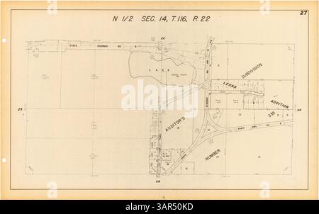 Der Atlas of Eden Prairie im Hennepin County enthält detaillierte Karten mit Grundbesitz, Streckenabschnitten und Eisenbahnstrecken und bietet einen Index zu Ergänzungen, der bei der Planung und Referenz für das Dorf hilft. Stockfoto