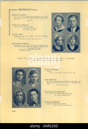 Diese Ausgabe des West High Yearbook 1929 mit dem Titel Hesperian beleuchtet das Schülerleben, akademische und sportliche Veranstaltungen und verschiedene Schulaktivitäten aus dem Schuljahr 1928-1929. Stockfoto