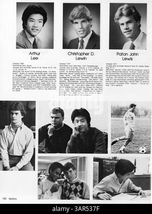 In diesem Jahrbuch, Breck Mustang 1983-1984, werden die Schülerschaft, die Lehrkräfte, die Sportmannschaften, die Vereine und wichtige Veranstaltungen des akademischen Jahres 1983-1984 vorgestellt. Stockfoto
