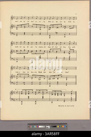 Dieses Stück mit dem Titel „A Colour Consolation“ enthält Texte in einer übertriebenen Imitation des afroamerikanischen Dialekts. Es enthält eine Reihe von C4-Eb5 und eine Werbung für andere Lieder des Komponisten. Der Titel bezieht sich auf „Movin“ in de bes' soci'ty' und „Honig – by an“ by. Stockfoto