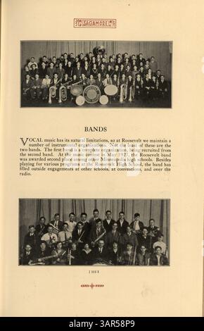 Das Jahrbuch „Sagamore“ 1928 der Roosevelt High School dokumentiert die Schüler, Lehrer, Vereine, Leichtathletik und Veranstaltungen aus dem Schuljahr 1927-1928. Stockfoto