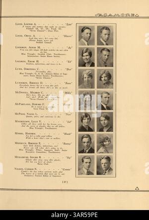 Das Jahrbuch „Sagamore“ 1929 der Roosevelt High School erfasst Schüler, Lehrer, Vereine, Leichtathletik und Veranstaltungen aus dem Schuljahr 1928-1929. Stockfoto