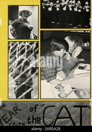 Das Jahrbuch „Windigo 78“ von der Edina West High School zeichnet die Ereignisse des Schuljahres 1977-1978 auf, einschließlich der Höhepunkte von Akademikern, Leichtathletik und Vereinen. Stockfoto