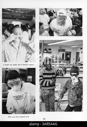 Das Anwatin Junior High Yearbook 1988 zeigt wichtige Momente und Teilnehmer aus dem Schuljahr 1987-1988, darunter Schüler, Lehrer und außerschulische Aktivitäten. Stockfoto