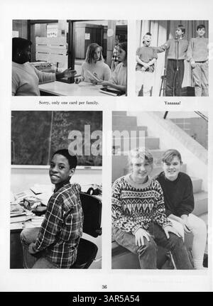 Das Anwatin Junior High Yearbook 1988 zeigt die Aktivitäten, Schüler, Lehrer und Schulveranstaltungen, die das akademische Jahr 1987-1988 an der Anwatin Junior High School prägten. Stockfoto