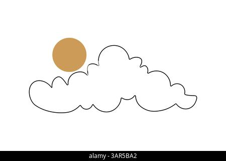 Symbol für minimale Wolke durchgehende einzeilige Vektorillustration Stock Vektor