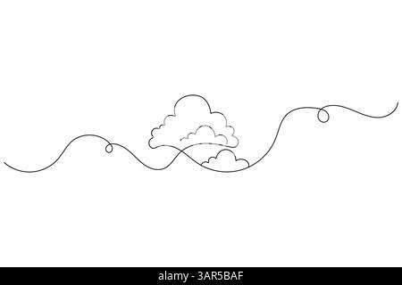 Symbol für minimale Wolke durchgehende einzeilige Vektorillustration Stock Vektor