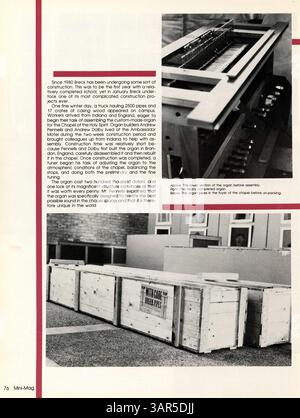 Das Jahrbuch „Breck Mustang“ 1984 dokumentiert bedeutende Ereignisse, Studentenporträts, Beteiligung an Lehrkräften, Leichtathletik und Clubs aus dem akademischen Jahr 1983-1984 der Breck High School. Stockfoto