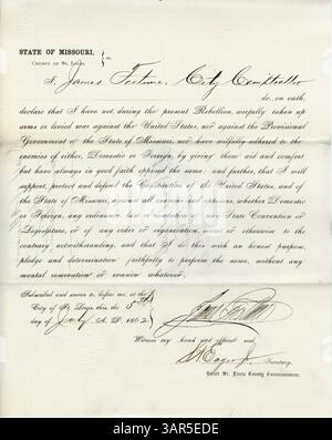 Schwört der Regierung der Vereinigten Staaten und des Bundesstaates Missouri die Treue. Stockfoto