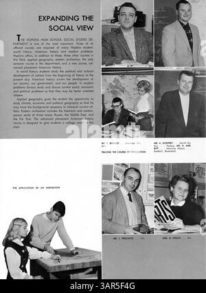 Das Jahrbuch „Warrior“ 1960 der Hopkins High School dokumentiert das Schuljahr 1959-1960 mit Schülern, Lehrkräften, Leichtathletik und außerschulischen Aktivitäten. Stockfoto